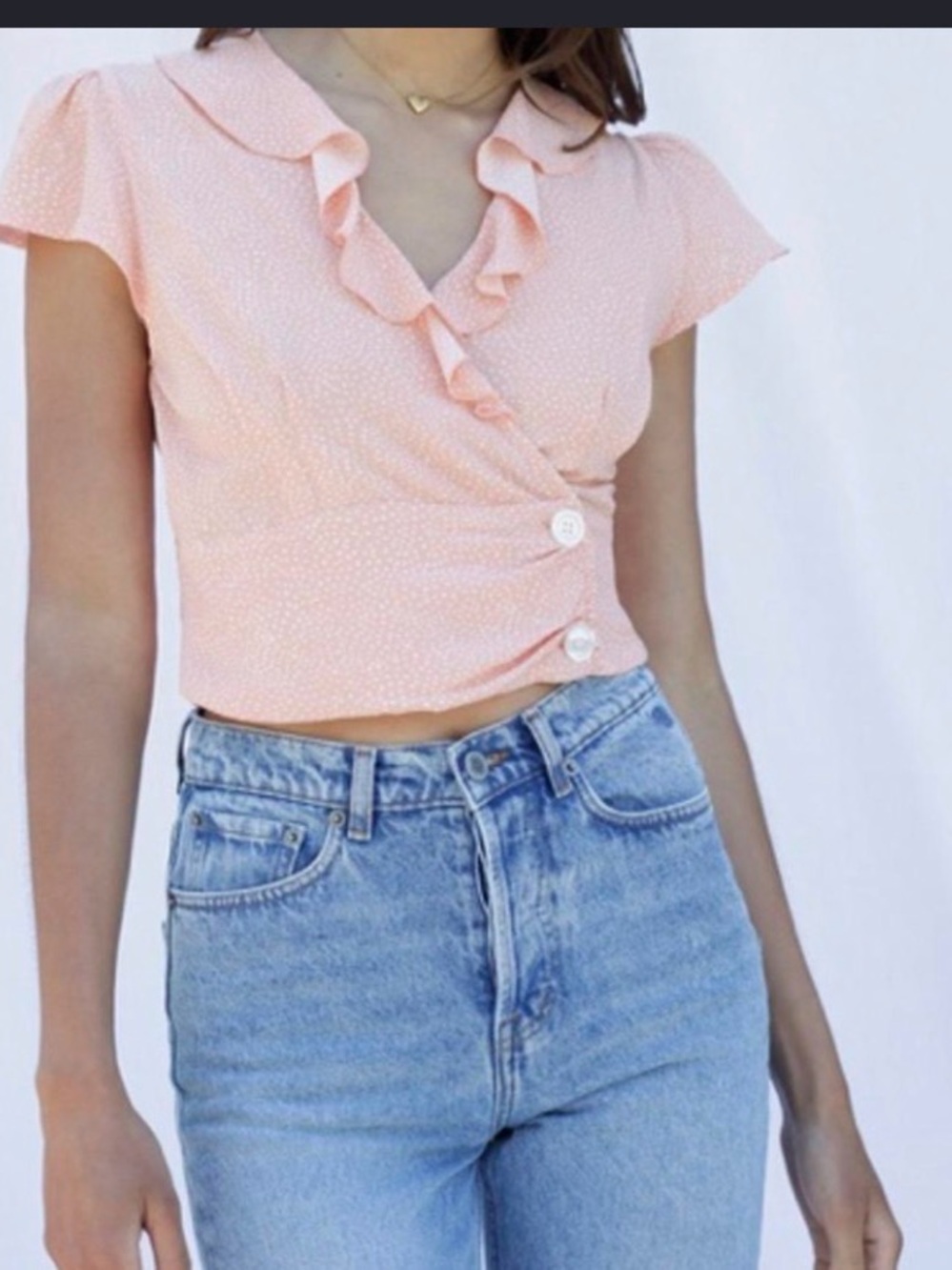 Rouje Lisette Ruffle Wrap Crop Top Blouse Size 36